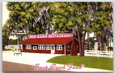 Vintage Postcard - Red Barn Restaurant on Lake Hawatha - Lake City Florida