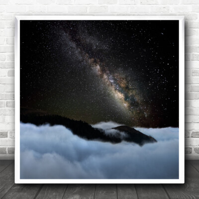 Nachtwolken Galaxie Milchstraße Sterne Weltraum über den Wolken Quadrat Wandkunstdruck