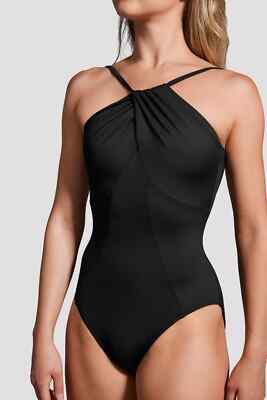 Mirella Black Label Damen Twist High Neck Turnanzug Low Scoop Back MB7229 schwarz