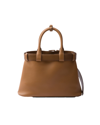 PRADA Buckle Small $5400 Caramel Leather With Belt Handbag New And