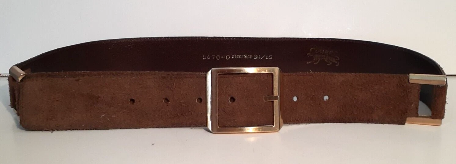 PUMA Cintura unisex marrone cougar pelle scamosciata esterna accenti quadrati oro esterno