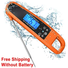 Instant Read Meat Thermometer for Kitchen Cooking,Digital,Orange,Without battery