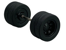 1/64 DCP PARTS BLACK 10 HOLE LOW PROFILE WHEEL  TIRE PAIR W/ AXLE