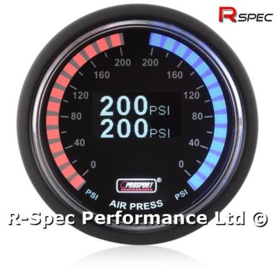 Prosport 52mm Premium Dual Luftdruck Federungsanzeige Rot / Blau Display Psi