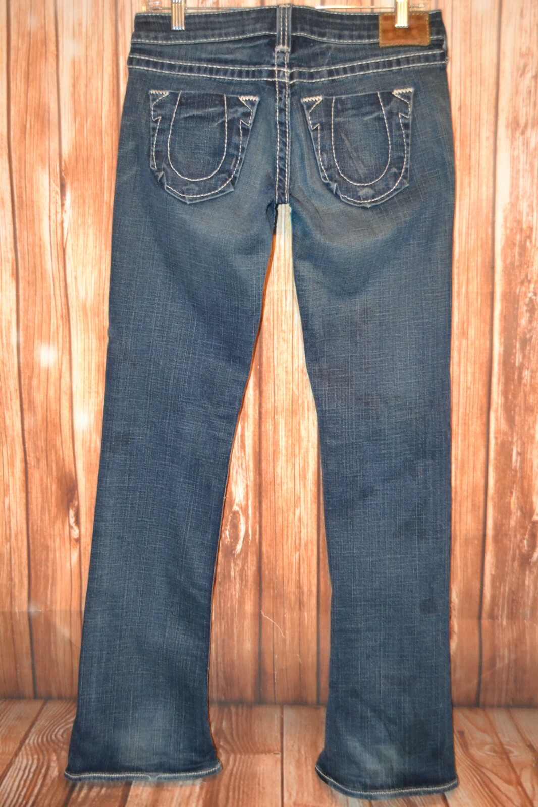True Religion Women's Gina Big T Bootcut Logo U Pocket Blue Jeans Sz 29x34 thumbnail 6