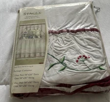 Stacey Tailored Tier and Swag Embroidered Curtains 58x36 Country Style Curtains