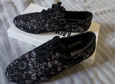 Monroe And Main Lace & Glitter Shoes Black/Silver-Size 10m NEW IN BOX #6866064