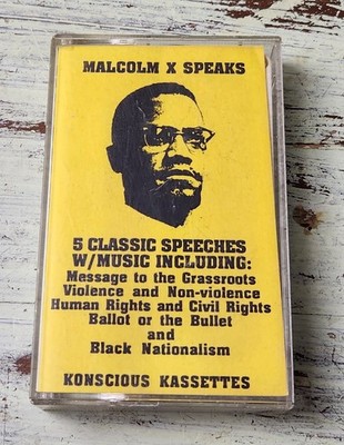 VG Malcolm X Speaks Cassette Konscious Kassettes Rare 5 Speeches Underground VTG