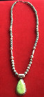 Navajo L. L.Signed Green Gaspeite 925 Pendant Turquoise Silver Beads 24”Necklace — photo 2