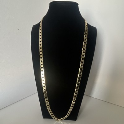 14K Gold Filled Cuban Link Chain Necklace 24  4.5 mm Flat Link Unisex