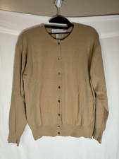 Clan Douglas Women's Size M Tan Cashmere Button Up Sweater Scotland Made