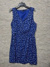 Gap Fit & Flare Dress Womens Size L Sleeveless Blue Floral Lined