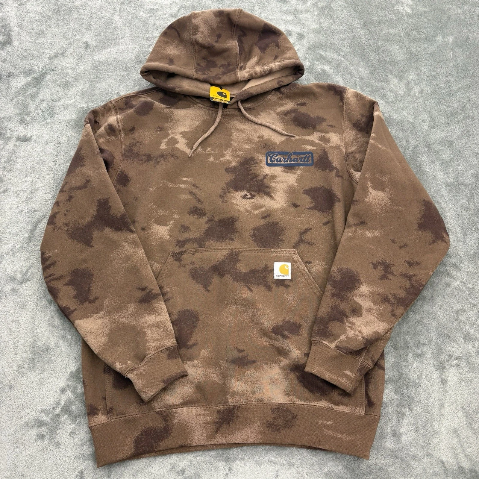 Carhartt Hoodie Men's M Camo Sweatshirt Loose Fit Midweight Brown Watercolor