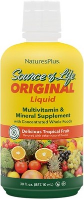 NaturesPlus Source of Life Liquid, Tropical Fruit - 30 fl oz - Multivitamin &