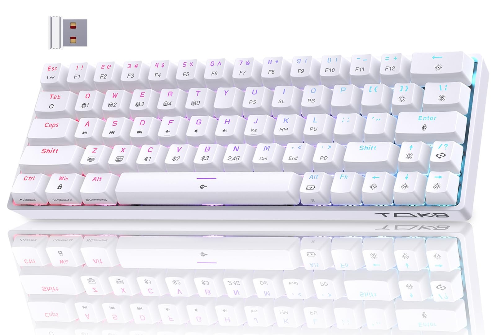 Clavier gamer sans fil TMKB T63 format 60% compact noir mécanique