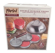 Double Burger Press and Cheese 8&frac34;" Stainless Steel Melting Dome Parini NEW