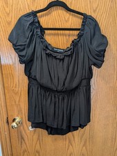 Scarlet Darkness Peasant Off Shoulder Renaissance Black Top Blouse 2XL