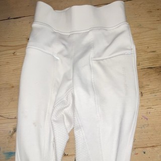 Women's White Equestrian Riding Breeches/Jodhpurs with Grip Seat Panel