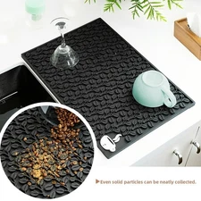 Coffee Bar Mat Non Slip Spill Containment for Espresso Thick PVC Drying Rack