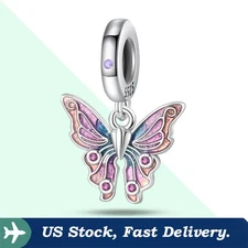KUNSIR 925 Sterling Silver Charm For Bracelet Butterfly Pendant Charm DIY Bead