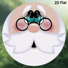 2D Flat 1pc Vintage Santa Claus Round Aluminum Wall Sign Cheerful Cartoon Dign w