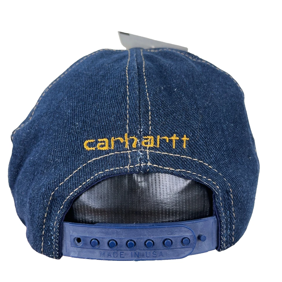 Vintage Carhartt Hat Cap Snapback Denim MAde In USA Trucker Jean Workwear 90s - Image 2 of 4