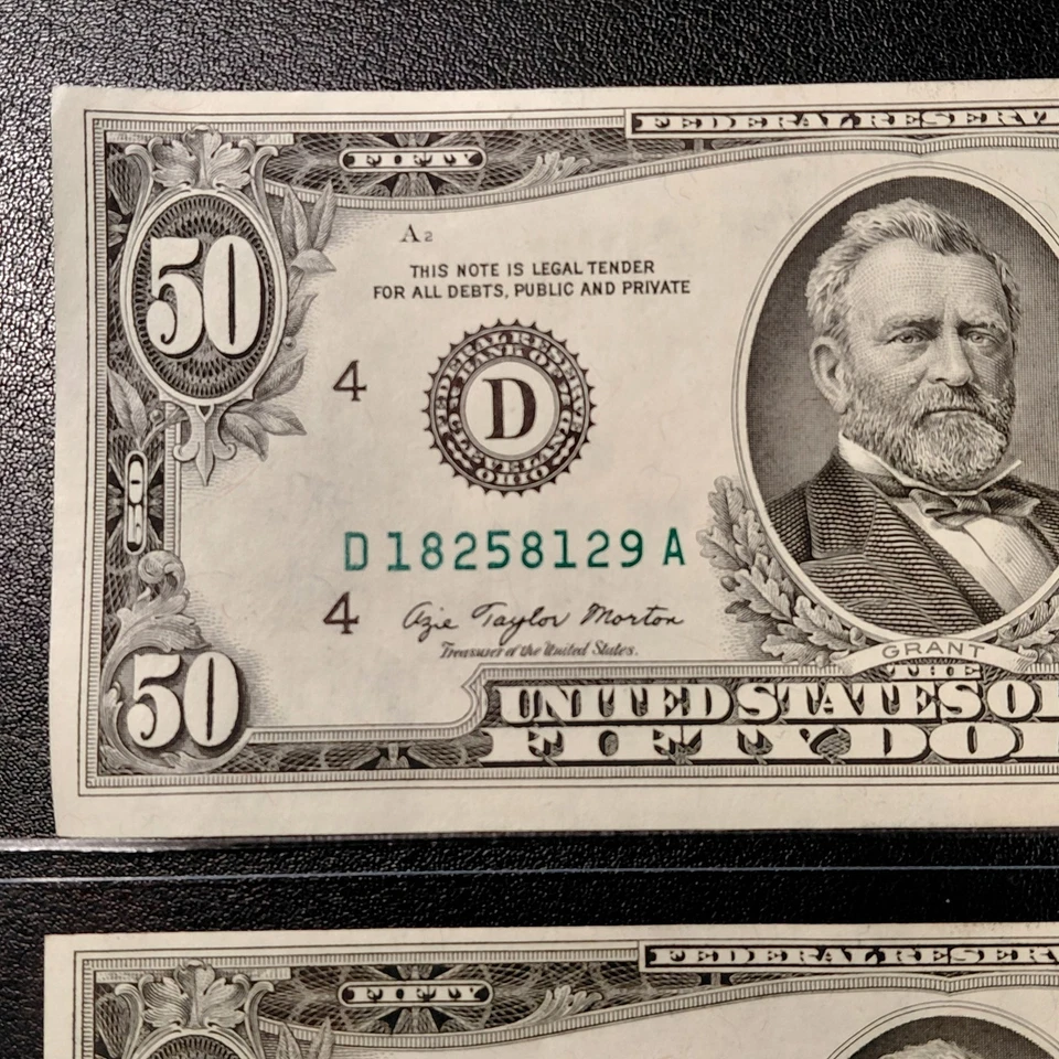 1977 ($50) Two  "Consecutive" Fed Res Notes - Cleveland, OH. Nice Condition - Image 4 of 4