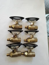 ( 6 )Oval Handle Brass Ball Valve 7/16" 2-piece -20 SAE Thread Mx F 600 psi CWP