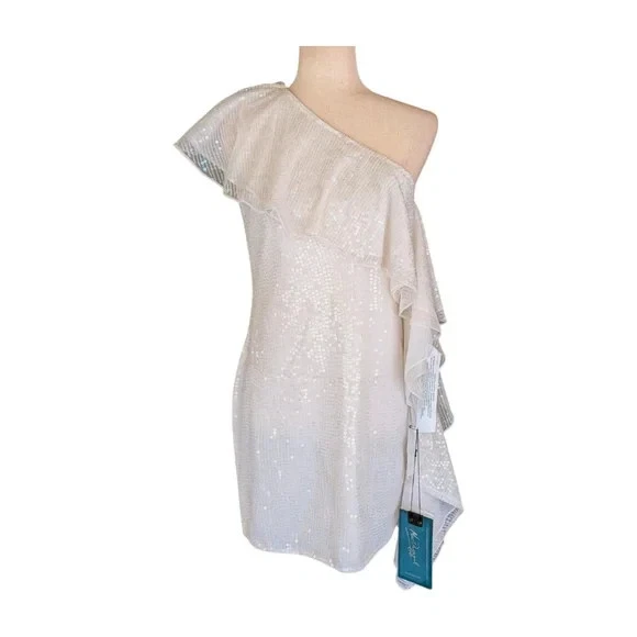 Mac Duggal 10800 One Shoulder Ruffled Cocktail Dress - Size 6 MSRP $398 - Image 3 of 4