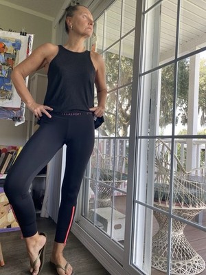 Adidas Stella McCartney Black Leggings Pink Zip Reflective XS-S