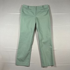 Ann Taylor Signature Dress Pants Womens 8 Sage Green Cotton Stretch Mid Rise