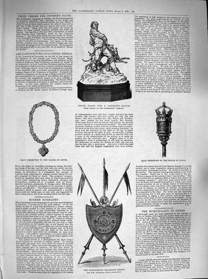 Alter antiker Druck 1883 Preisteller Coursing Bannockburn Schild Lewes Streitkolben 19.