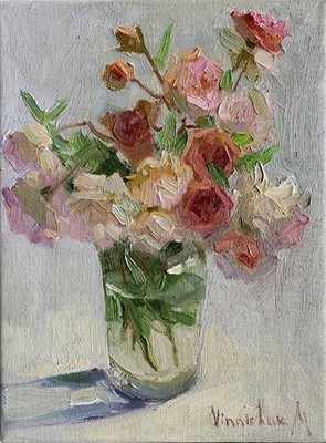 Ölgemälde auf Leinwand 24x18 Rosen Blumen Stillleben