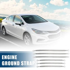 Car Braided Ground Straps Ground Wire Strap Universal Copper 6pcs Silver Tone