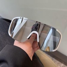 Silver futuristic visor sunglasses