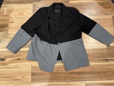 Eloquii Women  s Black And Gray Color block Blazer With Pockets - Size 20