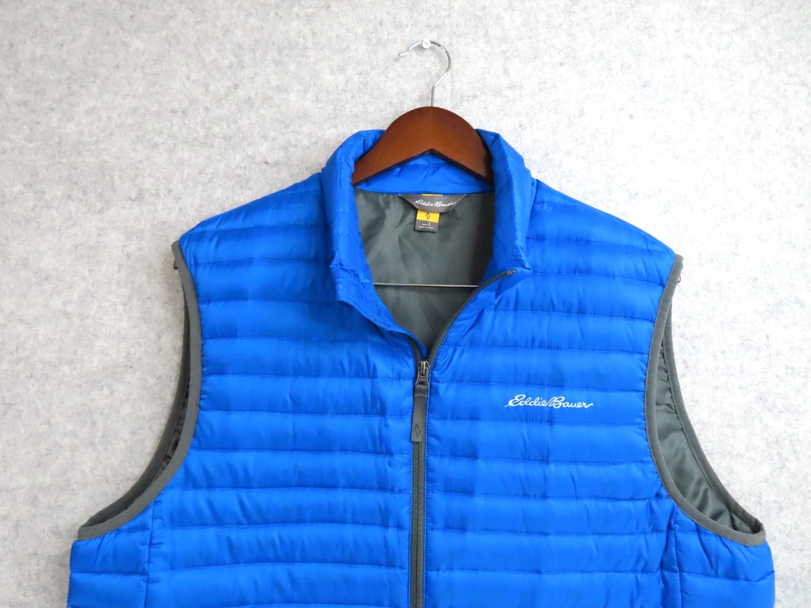 Eddie Bauer EB700 Travex Vest Mens Large Blue Down Puffer Full Zip Lightweight