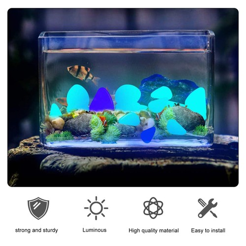 100 Pcs Yellow Glow Resin Stones Luminous Aquarium Fish Tank Pebbles Rocks - Afbeelding 5 van 12