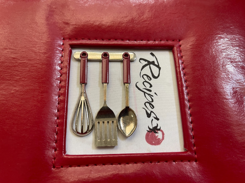 C.R. Gibson Red Leather Like Kitchen Recipe Keeper Binder 9'' x 9.5'' - Picture 2 of 12