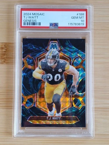 2024 TJ Watt Mosaic Genesis #188 PSA 10 Gem Mint Steelers Case Hit SP