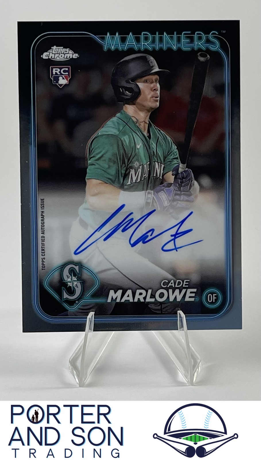 Cade Marlowe RC Auto 2024 Topps Chrome #RA-CMA Seattle Mariners Baseball