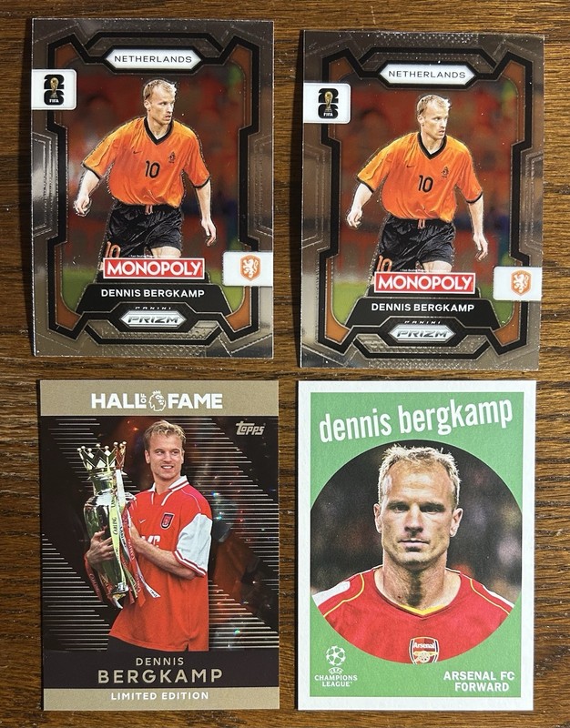 x4 Lot Dennis Bergkamp Prizm Monopoly Topps Arsenal Holland Netherlands