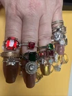 Costume Jewelry 36 RINGS! Vintage to Modern Jewelry Lot Rhinestones (B)