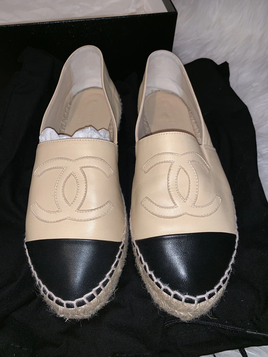 CHANEL, Shoes, Chanel Espadrilles In Beige Black Size 37 Sales 65 Fixed