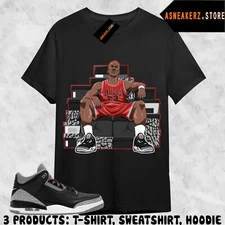 Shirt To Match AJ 3 OG Black Cement Sneaker Matching Tee Sneakerhead MJ T-Shirt