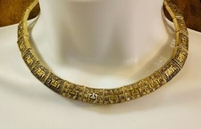Gold Tone Choker Necklace with Earrings