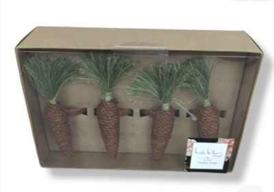 Nicole Miller Home Easter Rope Carrot Napkin Rings Set Of 4 Brand New Home Decor