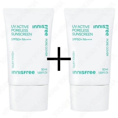 INNISFREE UV Active Poreless Sunscreen 50ml x2 SPF50 PA++++ Koreanische Gesic...