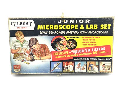 Rare 1950 s Gilbert Jr Microscope& Lab Set  NEW OLD STOCK!!!!! CP