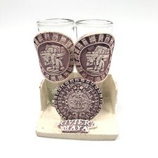 Vasos de chupito estilo calendario vintage México Riviera Maya con base